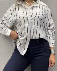 شومیزمانتویی زنانه راه راه مدل popak کد 3287