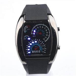 OULM Men's RPM Turbo Meter Digitial LED Sports Wrist Watch -- Black 