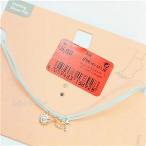 پابند نقره زنانه طرح قلب با زنجیر ظریف | برند Six 