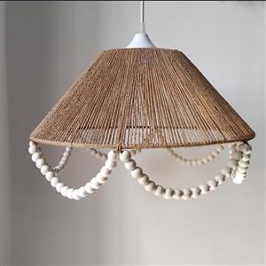 لوستر کنفی حصیری مدل رافیا مخروطی مهره دار