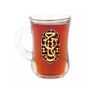 استکان تک عددی کمر باریک دسته دار با شعار لبیک یا حسین 