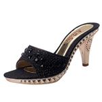 Clearance! Sandals Slippers, Women Sexy Crystal Thick Heel High Heel Slippers Party Shoes (Black, US:6.0)