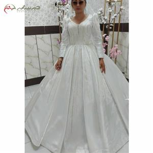 لباس عروس بالاتنه پرکار سنگدوزی شده یقه دلبر شاینی
