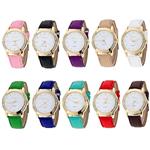 Geneva Women's 10 PCS Watches Crystal Wristwatch Set Leather Band