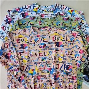 بلوز دورس لش دخترانه طرح چاپی جنس نخ پنبه