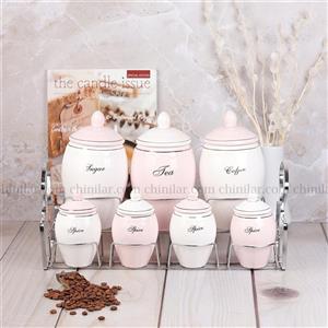 پاسماوری 7 پارچه آریا مدل درنا رنگ صورتی با استند فلزی