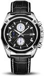 MEGIR Men Business Analog Chronograph Luminous Quartz Wrist Watches with Fashion Casual Leather Strap Sport & Work Gift for Pilot Runner Racer