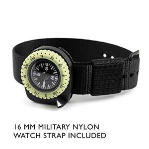 Marathon Watch CO194005BK Clip-On Wrist Compass with Glow in The Dark Bezel. Comes with a 16mm Military Nylon Strap. (Version: Northern Hemisphere) Color- Black. 