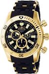 Invicta Men's 0140 Sea Spider Collection 18k Gold Ion-Plated and Black Polyurethane Watch