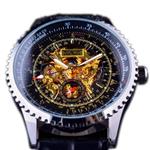 JARAGAR Skeleton Dial Display Golden Movement Inside Transparent Case Mens Watches Brand Luxury Mechanical Wrist Watch Automatic