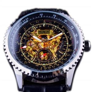 JARAGAR Skeleton Dial Display Golden Movement Inside Transparent Case Mens Watches Brand Luxury Mechanical Wrist Watch Automatic