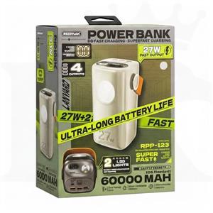 پاوربانک ریمکس مدل Fast Charge 22.5W Gutitan ظرفیت 60000 میلی آمپر ساعت