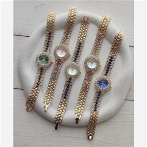 ساعت زنانه مارکHONGRUI  موتور کوارتز  فول نگین الماسی  رنگ ثابت کیفیت درجه یک  598000تومان فروش به صورت تک و عمده 