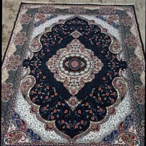 فرش ماشینی 12متری کاشان نقشه سوگند سرمه ایی(ارسال رایگان) 