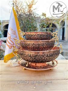 ست پذیرایی مسی 4 پارچه ابکاری کروم  سلطنتی