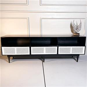 میز تلویزیون حصیری ۳ باکس لیلی مشکی