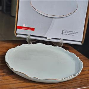 دیس گرد سفید لبه طلای موج lemon کوچکs313(پس کرایه)