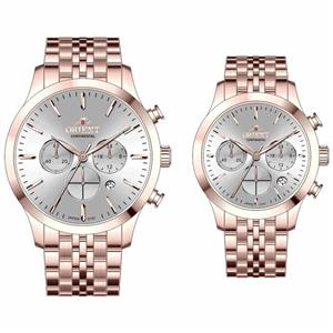 ست ساعت مچی عقربه‌ای کوارتز زنانه و مردانه اورینت کانتیننتال مدل 0108