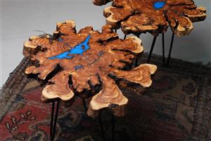 میز عسلی چوبی و کنار مبلی چوب زیتون کهنسال درجه1دستساز