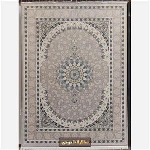 فرش کاشان 1200شانه آکریلیک تراکم 3600 سالار107دودی  گلبرجسته 12متری 