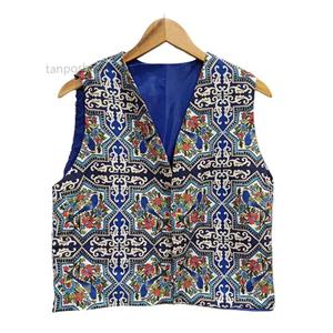 جلیقه – وست زنانه طرح گل و مرغ آبی