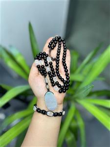 نیم ست سنگ اونیکس و عقیق سفید