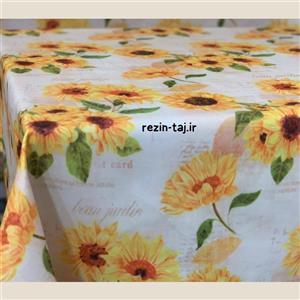 طرح آفتاب - 4 نفره مربع 140*140 سفره رومیزی پانو کتان رزین تاژ