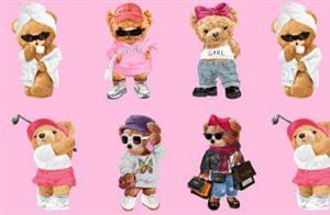 پارچه لباسی  طرح  تدی صورتی برند رسام