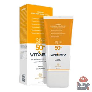 کرم ضد آفتاب بدون رنگ ویتابیکس SPF 50 مدل  Vitamin ‌مناسب پوست‌ خشک حجم 50 میلی‌لیتر محافظت‌کننده اشعه UVA و UVB، بدون تست حیوانی، با ماندگاری 2 ساعته