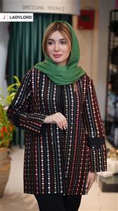 مانتو زنانه لنین آیینه دوزی مشکی ماهوت