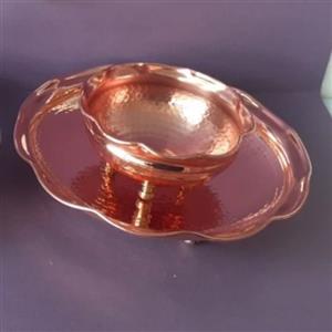 پیش دستی مسی 3 پایه قطر  18 سانت به همراه پیاله 3 پایه مسی قطر  9 سانتقابل سفارش تکی و ست 6 تایی و 12 نفره