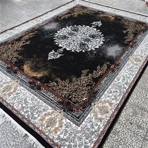 فرش کاشان 400شانه بی سی اف آراز سرمه ای 9متری