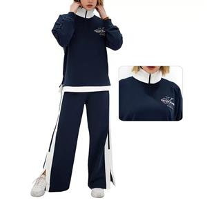 ست بلوز و شلوار اسپرت یقه شکاری کد 3051