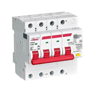 کلید نشتی جریان ترکیبی RCBO  چهار پل 50 آمپر هیمل  30 میلی آمپر  6KA نوع C _ کد فنی HDB3LE4C50