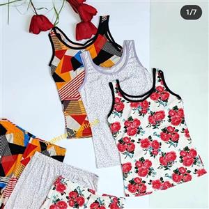 ست تاپ و شلوار گیاهی فری سایز مناسب 36تا42