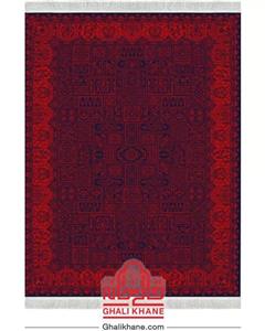 فرش تهران کلکسیون آوانگارد 1200 شانه طرح خشتی سرمه‌ای لاکی کاربنی