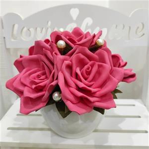 گل فومی و گلدان سرامیکی 