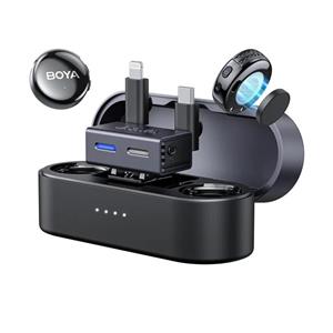 میکروفون یقه ای بی سیم دوکاربره بویا مدل BOYALINK 3 01 رابط Type-C و Lightning و جک 3.5 میلی متری