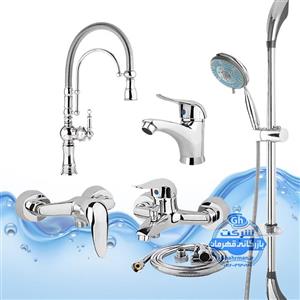 ست ۶ عددی شیرآلات برند آیدا صنعت مدل قهرمان | شیر ظرفشویی بیزانس تک‌منظورهروشوییحمامتوالتعلم دوش یونیکاشلنگ توالت | کروم براق