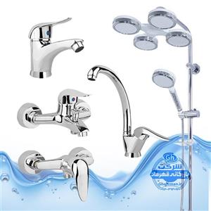 ست ۵ عددی شیرآلات مدل قهرمان | شیر ظرفشوییروشوییحمامتوالتعلم دوش هلی شاتی | کروم براق