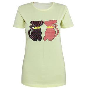 تی شرت زنانه طرح Cat design رنگ زرد