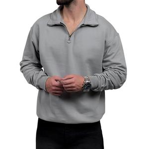 دورس مردانه ساده طوسی مدل یقه نیم زیپ