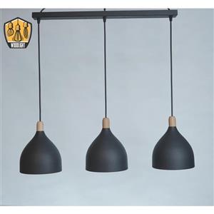 لوستر مدرن سه شاخه خطی کوچک وود لایت کد 3-101 ، رنگ الکترواستاتیک در سه طیف مشکی ، سپید ، طوسی و رنگ داخل سپید