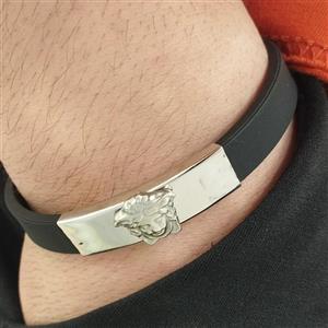 دستبند چرمی یراق استیل بند سیلیکونی ورساچه 