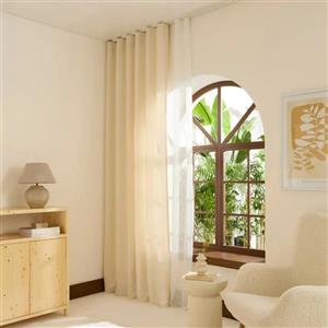 پرده فن کتان کاشمیرهوم پرلا بژ 270×۱۵۰ سانتی‌متر