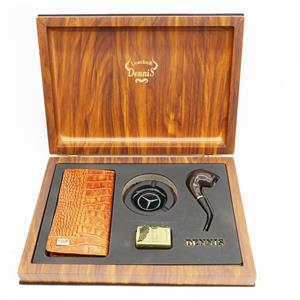 ست هدیه چرمی 3 تيكه كتى فندک زیر سیگاری پیپ کد 306