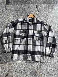 پیراهن پشمی چهارخونه وارداتی(سفیدمشکی) کد 5