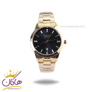 ساعت مچی سیکو مردانه فلزی طلایی صفحه مشکی OS 9/9