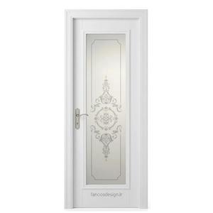 درب اتاق خواب سفید با قاب باریک و روکش پلی‌اورتان کد 30563