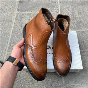 نیم بوت تمام چرم خز دار  طرح هشترگ خاص با کیفیت  